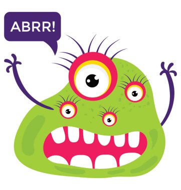 canavar ile birden çok gözler ve büyük çığlık ağız, argus panoptes der mesaj sohbet kabarcık simgesiyle düz. 