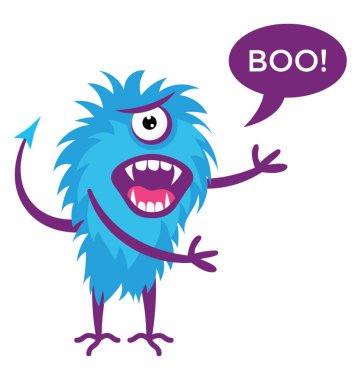 Canavar korku, tek gözlü canavar veya tepegöz düz simge görüntüsünü çığlık 