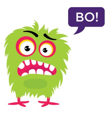 Konuşma balonu mesaj bağırır çağırır kızgın karikatür canavar, öfkeli canavar ifade ve Bo 