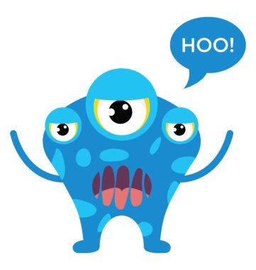 canavar ile birden çok gözler ve büyük çığlık ağız, argus panoptes simgesi düz. 