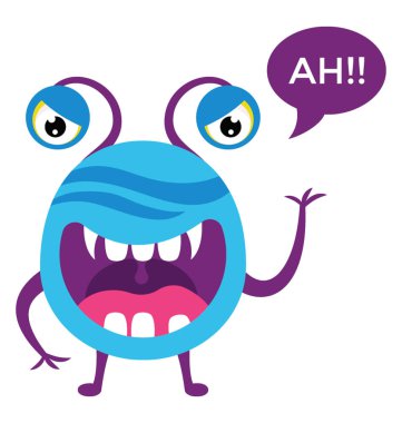 Ahh mesaj işareti ifadelerle çığlık ile bir geveze uzaylı canavar 