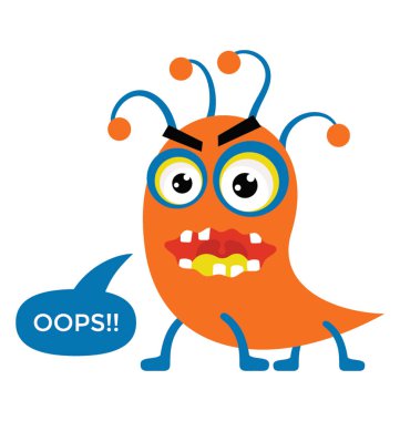 Gözleri iri ve birden çok ayak canavar bir mesajla, korkunç canavar düz simge görüntüsü 