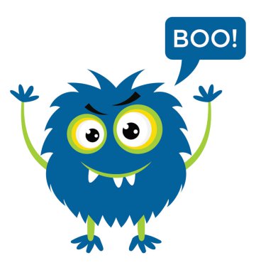 Canavar diye bağıran ve korkunç ifadeler ve Boo konuşma balonu 