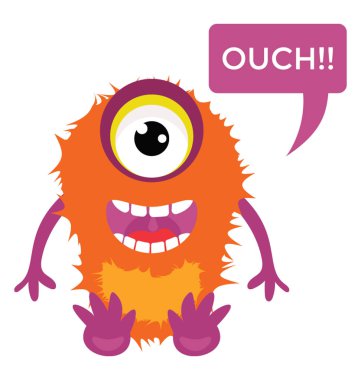 A büyük gözlü ve bigfoot korkunç canavar Ah mesaj kabarcık ile çığlık 