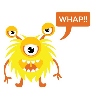 Birden çok gözler, büyük ağız ve mıknatıslanır mesaj kabarcık çığlık boynuzlu canavar