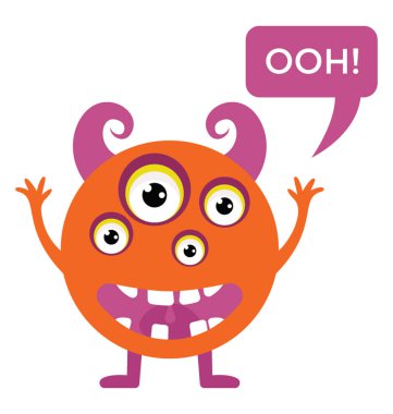 canavar ile birden çok gözler ve büyük çığlık ağız, argus panoptes ooh mesaj sohbet kabarcık simgesiyle düz. 