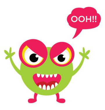 Canavar büyük gözleri ve elleri kadar korkutuyorsun ifadelerle cartoon ve iletiyi işareti Ooh 