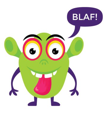 Sevimli küçük uzun kulak canavar deli dilini ve Bağdat mesaj işareti 