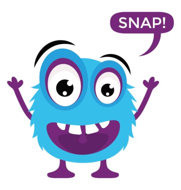 Kabarık bir küçük oyun canavar bir düz simgesi görüntü 