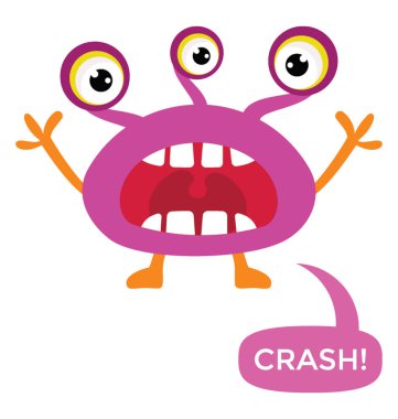 canavar ile birden çok gözler ve büyük çığlık ağız, argus panoptes Craps mesaj sohbet kabarcık simgesiyle düz.