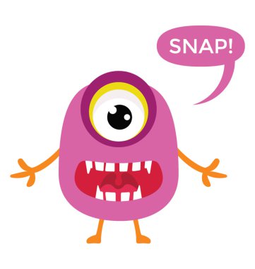 Büyük gözlü ve büyük ağız korkunç canavar ek mesaj kabarcık ile çığlık 