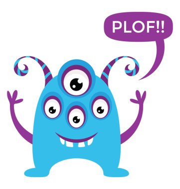 canavar ile birden çok gözler ve büyük çığlık ağız, argus panoptes bir mesaj sohbet kabarcık simgesiyle düz. 