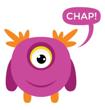 A büyük gözlü ve büyük boynuzlu kulakları, Chap mesaj kabarcık ile sevimli canavar 