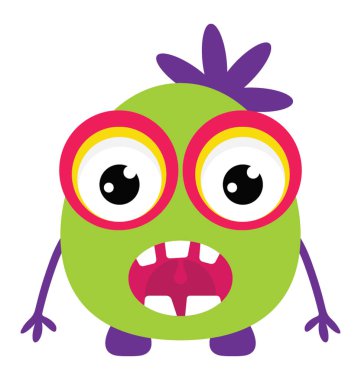 Canavar büyük gözleri ifadeler korkutuyor ile çizgi film 