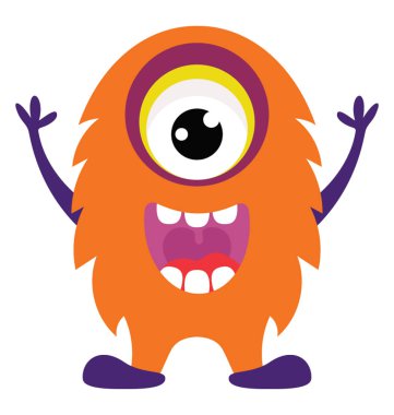 Canavar korku, tek gözlü canavar veya tepegöz düz simge görüntüsünü çığlık 