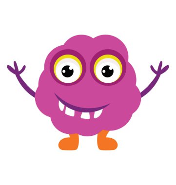 Kabarık bir küçük oyun canavar bir düz simgesi görüntü 