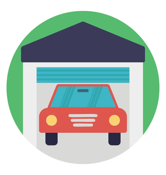 Car Parked Car Garage — Stock Vector