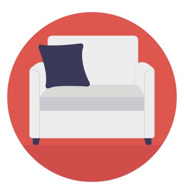 Kanepe yastık, oturma odası mobilyaları ile ve düz simgesi tasarım 