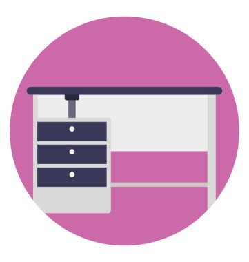 Çekmeceler ve eğimli yüzey yazmak için yazı masası