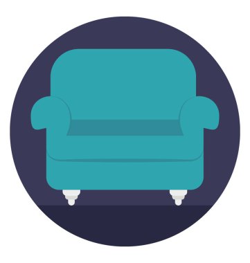 Kanepe, oturma odası mobilya ve düz simgesi tasarım 