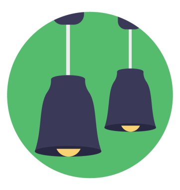 Elektrikli tavan ışık, kolye ışık düz simge vektör 