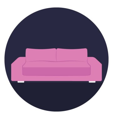 Kanepe yastıkları, oturma odası mobilyaları ile ve düz simgesi tasarım 