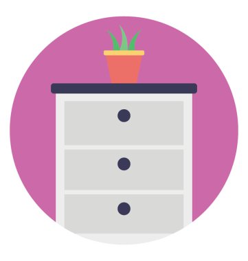 Yatak yanında ya da başka bir yerde bir yatak odasında durmaya tasarlanmış dolapları ile küçük tablo