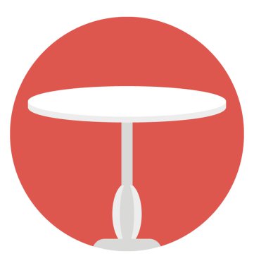 Ahşap Yuvarlak Masa, yemek masası vektör simgesi boş üst