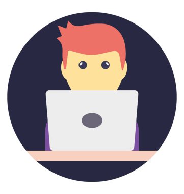 Bir kişi ile gösterilen bir kavramsal simgesi tasarım online tüketici laptop