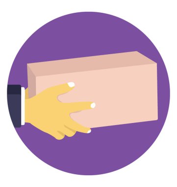 El ve şaşırtıcı bir şekilde tasvir lojistik hizmet simgesi için bir paket yükseltme