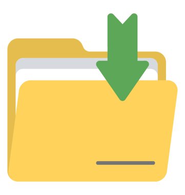 A belge klasörüyle aşağıya doğru işaret dosya indirme sembolik