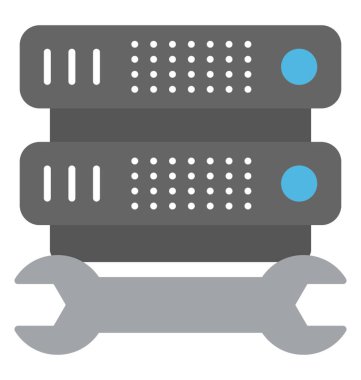 Server sunucu bakım simgeleyen somun anahtarı ile
