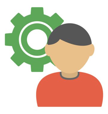 Dişli çark teknik destek simgeleyen bir erkek avatar 