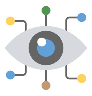 Cyber göz. Ağ düğümleri siber güvenlik kavramı simgeleyen gözle 