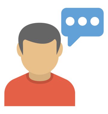 Konuşma balonu, düz simgesi adam konuşuyor 