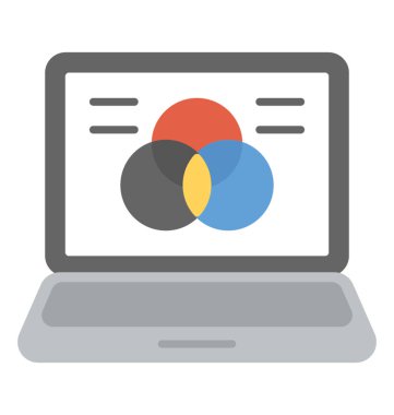 Düz simgesi tasarım bilgisayar grafikleri temsil eden grafik çalışma ile bir bilgisayar ekranı