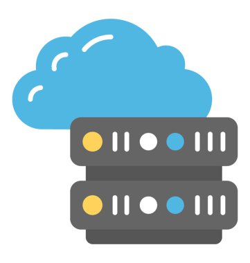 Bulut sunucu düz tasarım simgesi 