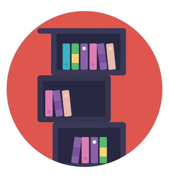 Bookshelves Full Books Both Library Flat Icon Image — Stock Vector