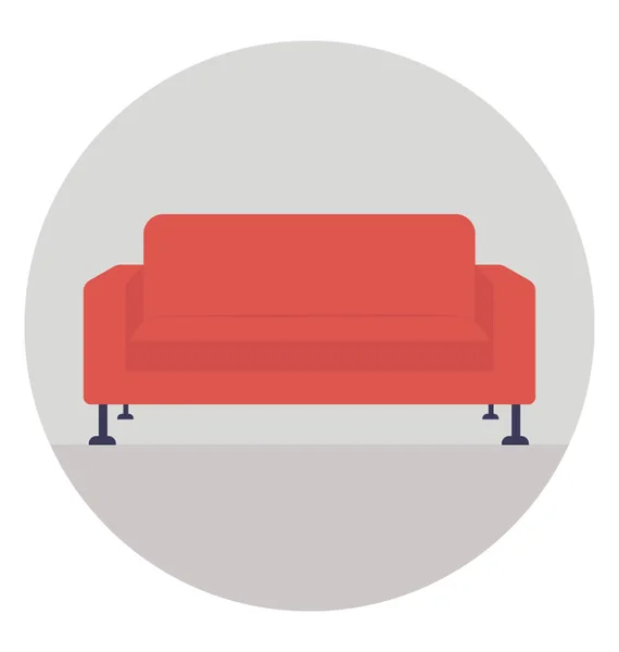 Icono Plano Diseño Sofá Muebles Salón — Vector de stock