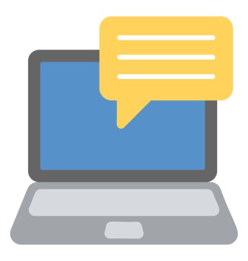 Bir konuşma balonu mesaj sohbet kavramı tasvir dizüstü bilgisayar ekranında açılır 