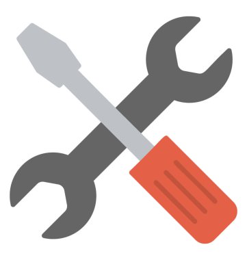 Somun anahtarı ve Web sitesi geliştirme araçları simgeleyen tornavida 