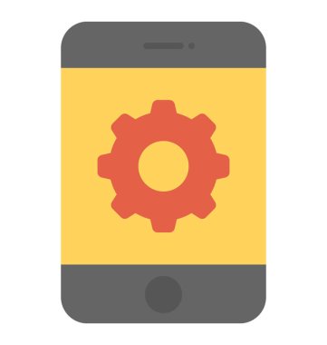 Mobil uygulama geliştirme kavramı gösterilen dişli çark işareti ile hareket eden aygıt 