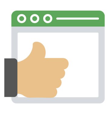 Başparmak yukarıya jest bayraklarında online görüş veya müşteri geribildirim Web sitesinde Web penceresiyle 