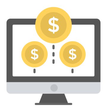 Bilgisayar ekran para online kazanç kavramı temsil eden 