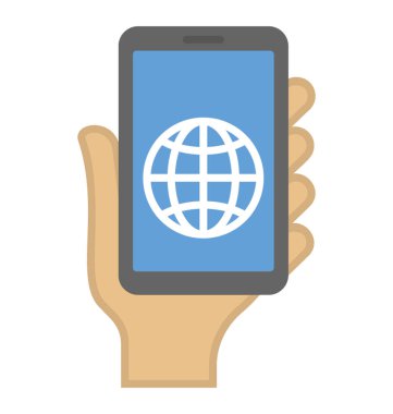 Ekranda gösteren kılavuz küre ile Smartphone tutan el 