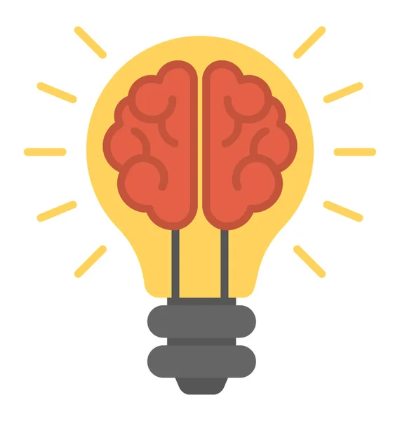Uma Lâmpada Com Cérebro Dentro Simbolizando Ícone Criativo Cérebro Plano —  Vetores de Stock