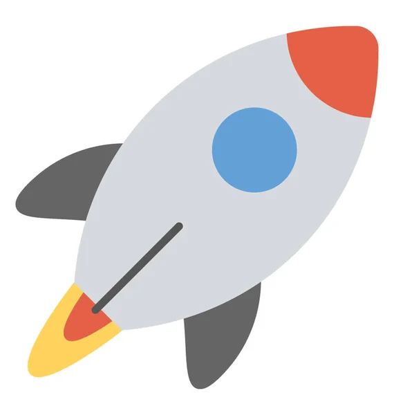 Cartoon Rocket Flat Design Icon — Stock Vector