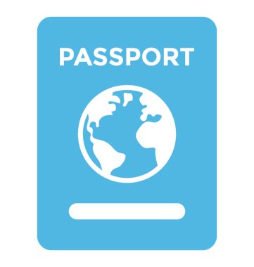 Mavi renkli kitapçık uluslararası pasaport temsil eden küre simgesiyle. 