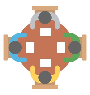 Konferans toplantısı tablo gösteren çevresinde oturan insanlar