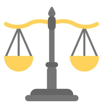 Denge ölçek düz simgesi, adalet kavramı